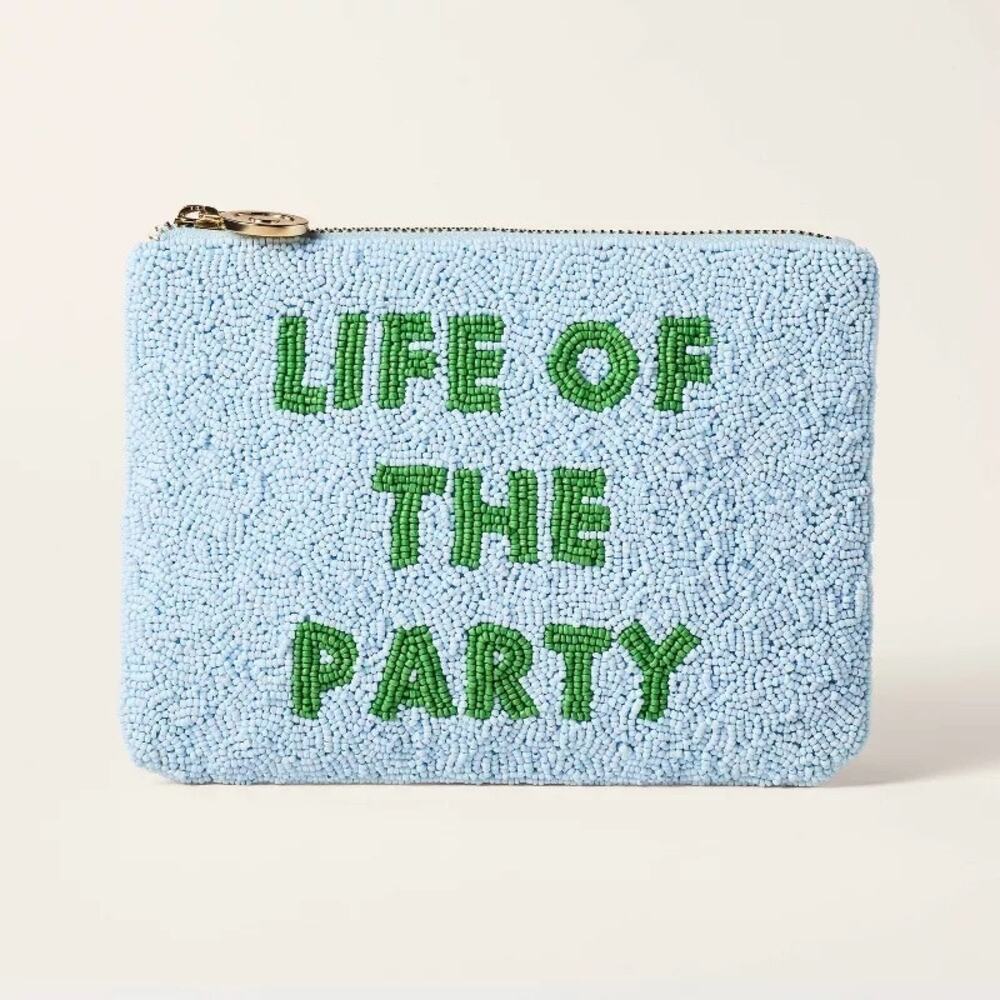 NWT Kate‎ Spade x Target Blue Beaded Clutch "Life Of The Party"